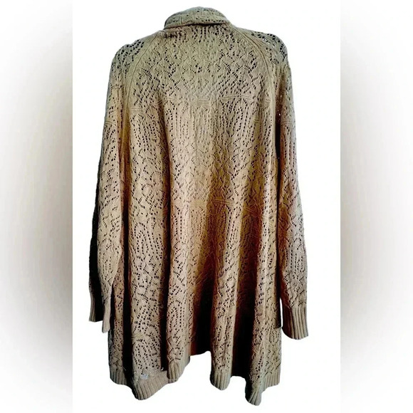 Roaman’s Pointelle Cardigan, Size 1X (22/24), Soft Camel - Picture 4 of 6